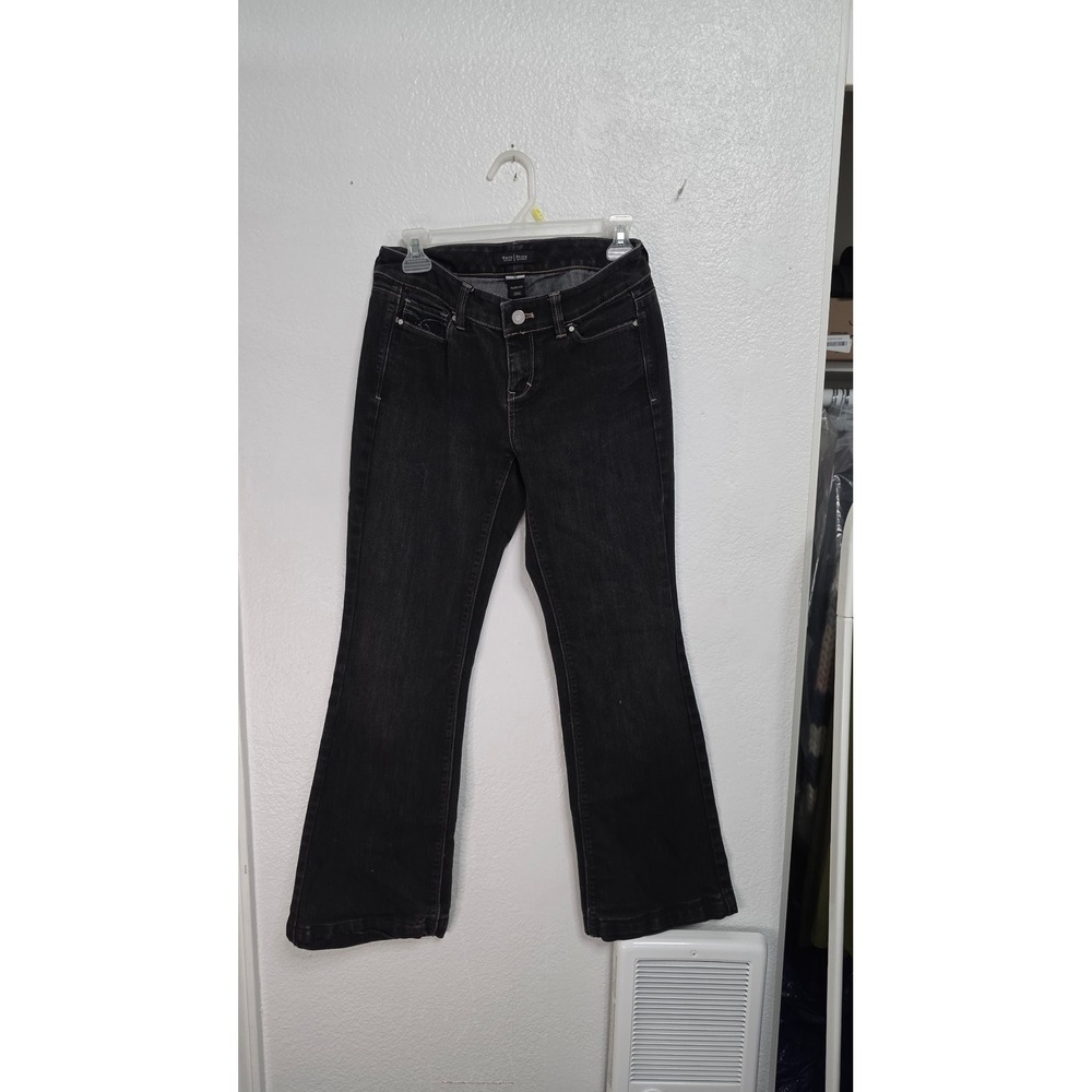 White House Black Market Flare Leg Jeans Womens Size 2R Black Excellent